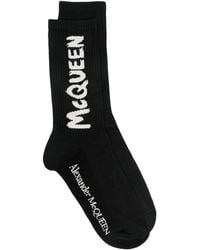Alexander McQueen Intarsia Sokken - Zwart