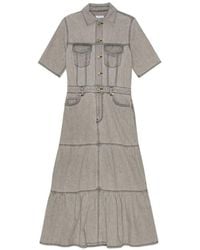 Ganni - Tiered Organic Denim Dress - Lyst
