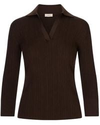 Agnona - Ribbed-Knit Buttoned-Cuff Top - Lyst