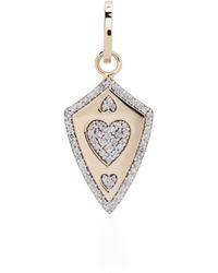 Adina Reyter - 14kt Yellow Gold Heart Shield Diamond Charm Pendat - Lyst