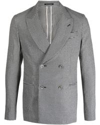 Emporio Armani - Houndstooth Double-breasted Blazer - Lyst
