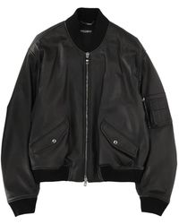 Dolce & Gabbana - Zip-Up Leather Jacket - Lyst