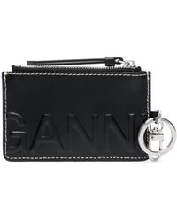 Ganni - Embossed-logo Recycled Leather Wallet - Lyst