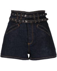 Philosophy Di Lorenzo Serafini - High-Waisted Belted Denim Shorts - Lyst