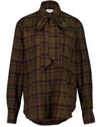 Saint Laurent - Kariertes Hemd mit Lavallière-Schleife - Lyst