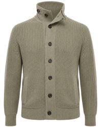 Paolo Pecora - Ribbed-Knit High-Neck Cardigan - Lyst