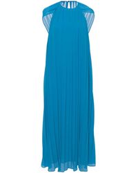Semicouture - Draped-shoulder Pleated Dress - Lyst