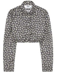 MSGM - Cropped-Hemd Mit Blumenprint - Lyst