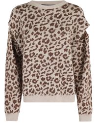 FEDERICA TOSI - Leopard-Print Shoulder-Detail Jumper - Lyst