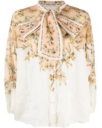 Zimmermann - Blouse Met Gestrikte Hals - Lyst