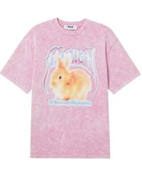 MSGM - Rabbit-Graphic T-Shirt - Lyst