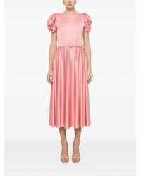 Nissa - Robe Ceinturée À Manches Bouffantes - Lyst