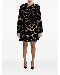 Dolce & Gabbana - Silk Giraffe-Print Long-Sleeve Mini Dress - Lyst