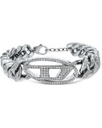 DIESEL - Oval D Crystal-Embellished Bracelet - Lyst