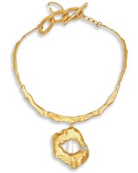 Oscar de la Renta - Hammered Pearl-Pendant Necklace - Lyst