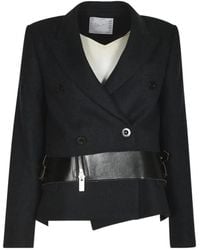 Sacai - Double-Breasted Belted Blazer - Lyst