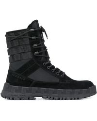 Versace Lace-up Combat Boots - Black