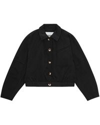 Ganni - Buttoned-up Cropped Jacket - Lyst