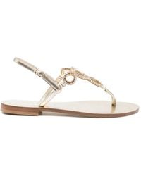 EDDI CUOMO - Glass-Embellished T-Strap Sandals - Lyst