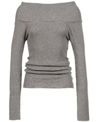 BOHEMSEO - Off-Shoulder Ribbed Sweater - Lyst