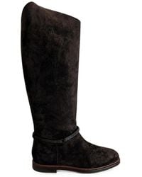 Brunello Cucinelli - Suede Boots With Precious Strap - Lyst