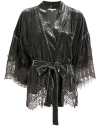 Gold Hawk - Lace-Detail Velvet Belted Jacket - Lyst