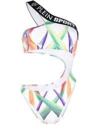 Philipp Plein - Graphic-Print One-Shoulder Swimsuit - Lyst