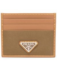 Prada - Porte-Cartes En Cuir À Logo Triangle - Lyst