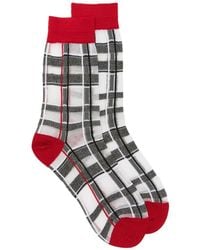 ANT45 - Brill Short Check-Pattern Metallic-Thread Socks - Lyst
