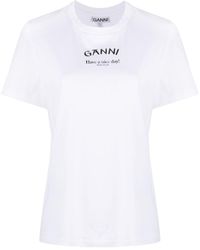 Ganni - T -Shirt mit Logodruck - Lyst