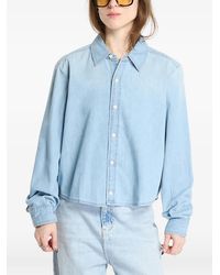 Calvin Klein - Long-Sleeved Cropped Shirt - Lyst