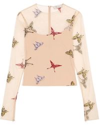 Blumarine - Embroidered Tulle Blouse - Lyst