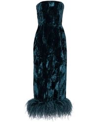 16Arlington - Minelli Feather-trimmed Midi Dress - Lyst