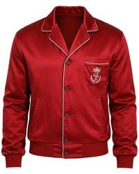 Dolce & Gabbana - Logo-Embroidered Silk Bomber Jacket - Lyst