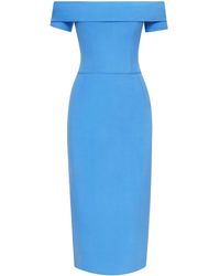 Oscar de la Renta - Off-Shoulder Draped-Detail Midi Dres - Lyst
