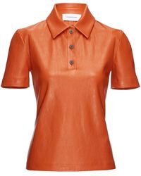 Ferragamo - Short-sleeve Leather Polo Shirt - Lyst