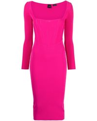Pinko - Long-sleeve Corset-detail Midi Dress - Lyst