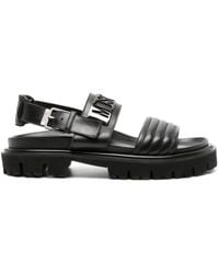 Moschino - Logo-plaque Chunky Leather Sandals - Lyst