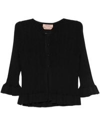Twinset - Ruffled-Trim Ribbed-Knit Cardigan - Lyst