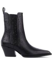 Lola Cruz - Solenne Ostrich-Effect Leather Boots - Lyst