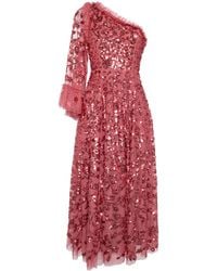 Needle & Thread - Falling Leaves One-Shoulder Ankle Gown - Lyst