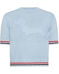Thom Browne - Cotton Pointelle Stitch Hector Rwb Tee - Lyst