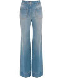 Victoria Beckham - Alina Studded Wide-leg Jeans - Lyst