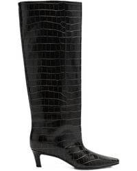 TOTEME - Croco-Embossed Wide Shaft Boots Dark - Lyst