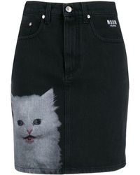 MSGM Gonna con stampa - Nero