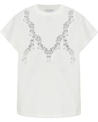 Stella McCartney - Lace-Trimmed T-Shirt - Lyst