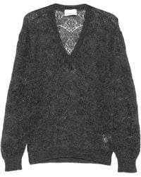 SOLOTRE - Lace-Knit V-Neck Sweater - Lyst