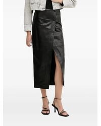 IRO - Button-Front Leather Midi Skirt - Lyst