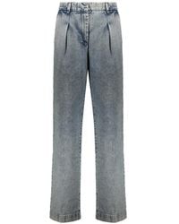Moorer - Jeans Met Acid-Wassing En Geplooid Detail - Lyst