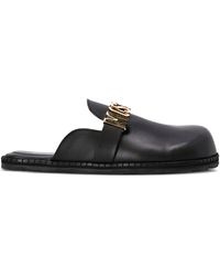 Moschino - Logo-Plaque Leather Mules - Lyst